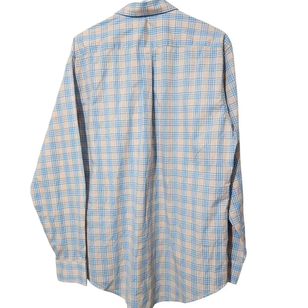 Izod Mens Shirt Size Large Plaid Button Down Stretch